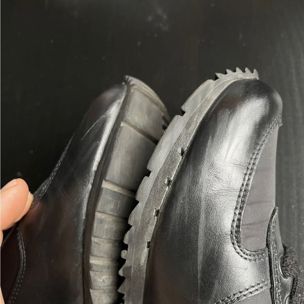 PRADA BLACK SHOES SNEAKERS UK 6 LEATHER NYLON MENS US 7 - Picture 8 of 10